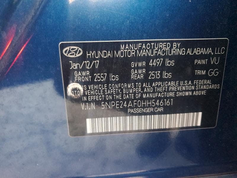 2017 HYUNDAI SONATA SE 12