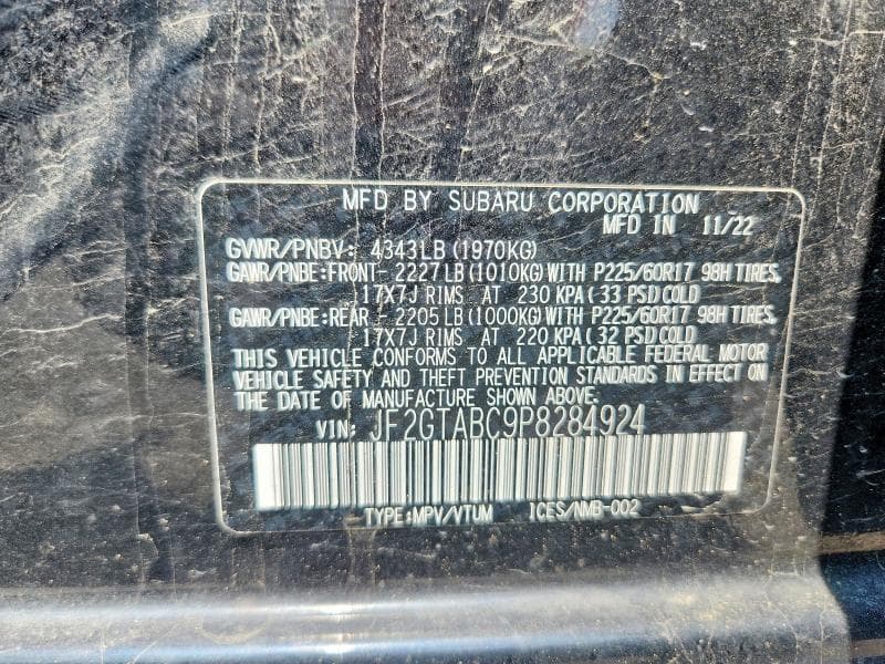 2023 SUBARU CROSSTREK 12