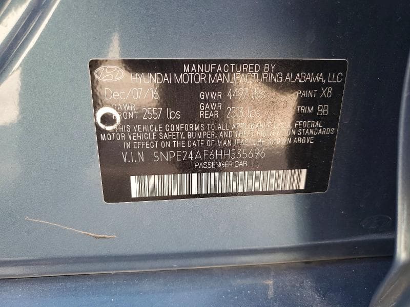 2017 HYUNDAI SONATA SE 12