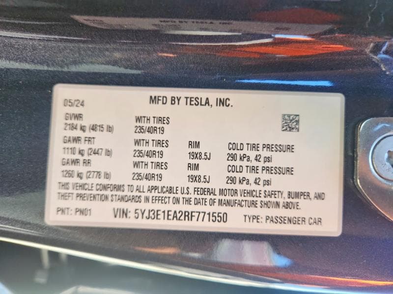 2024 TESLA MODEL 3 12