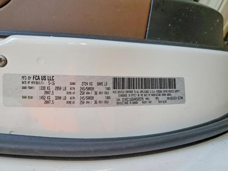 2017 CHRYSLER PACIFICA LIMITED 13