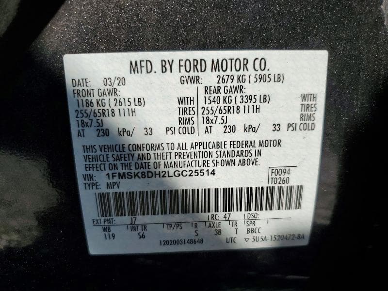 2020 FORD EXPLORER XLT 13