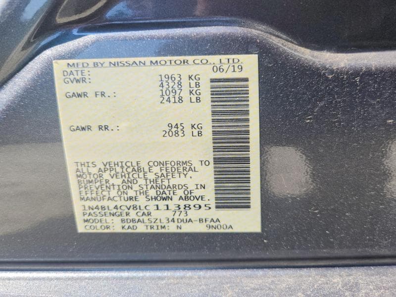 2020 NISSAN ALTIMA SR 13
