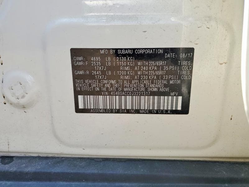 2018 SUBARU OUTBACK 2.5I PREMIUM 13