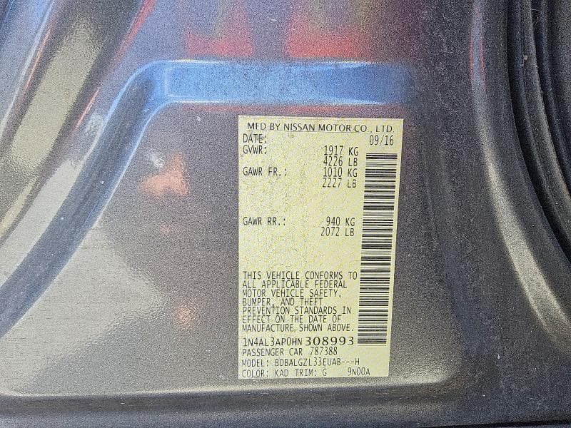 2017 NISSAN ALTIMA 2.5 S 12