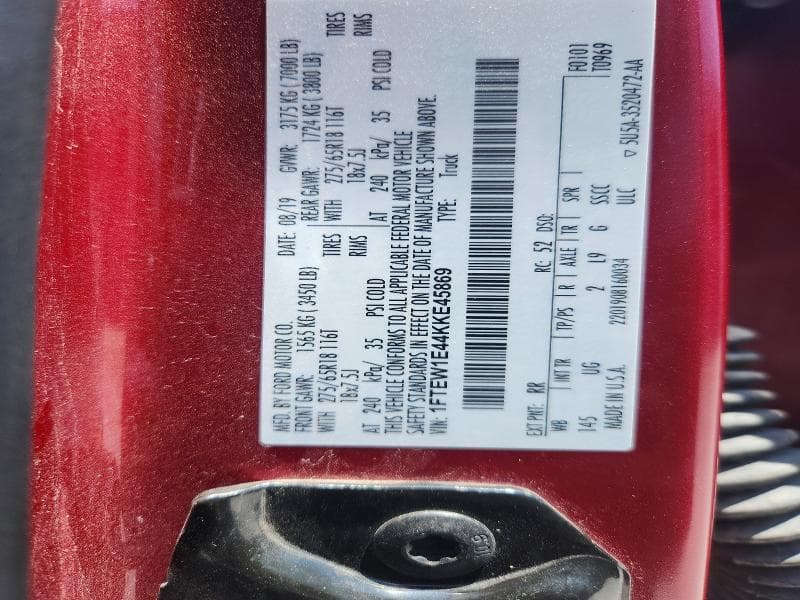 2019 FORD F150 SUPERCREW 12