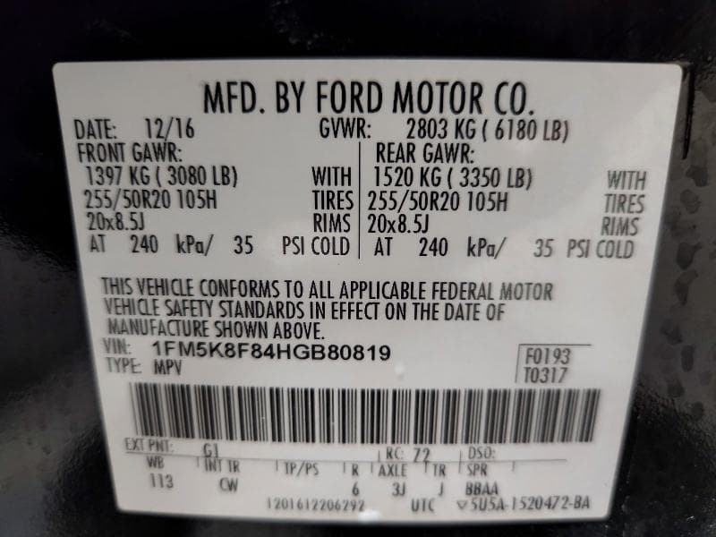 2017 FORD EXPLORER LIMITED 13