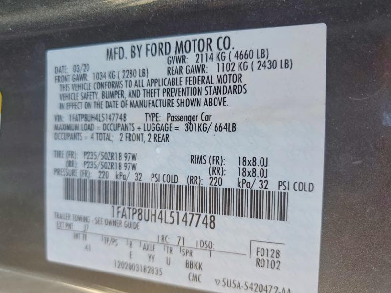 2020 FORD MUSTANG 12