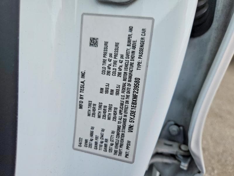 2022 TESLA MODEL 3 12