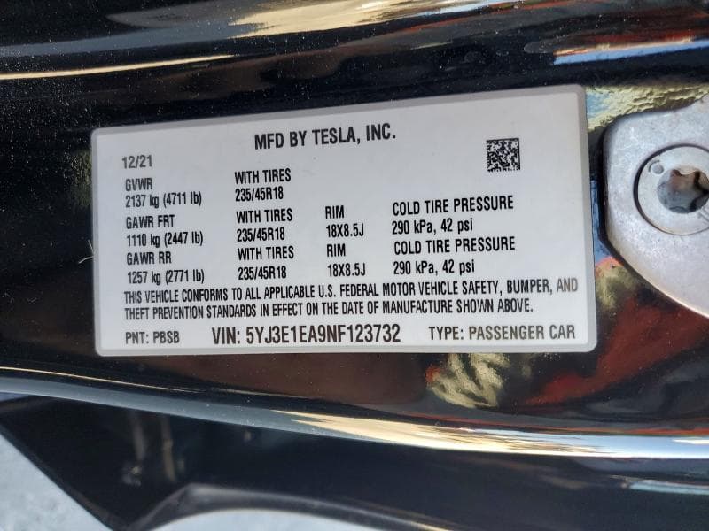 2022 TESLA MODEL 3 12