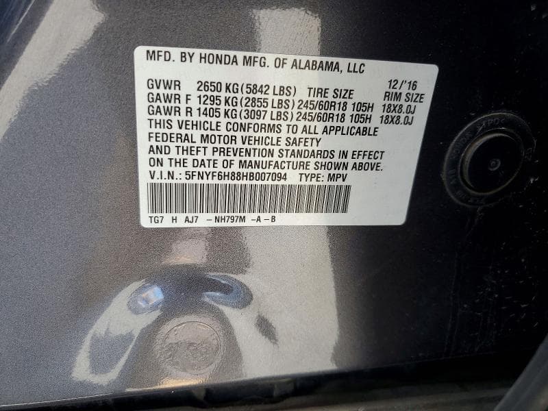 2017 HONDA PILOT EXL 13
