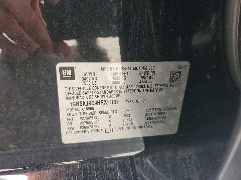 2017 CHEVROLET SUBURBAN K1500 PREMIER 13