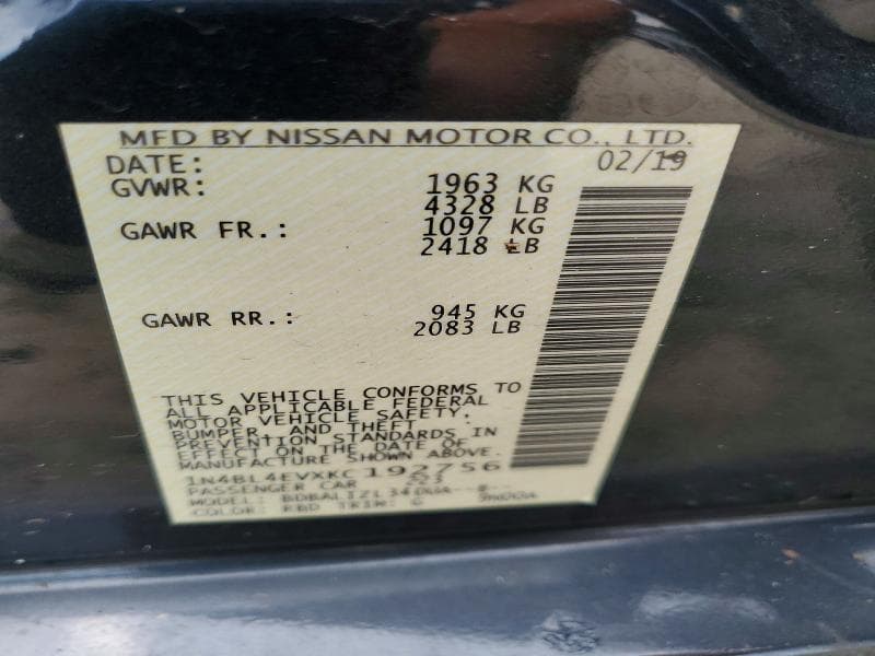 2019 NISSAN ALTIMA SL 12