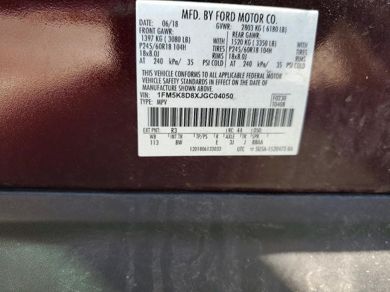 2018 FORD EXPLORER XLT 14