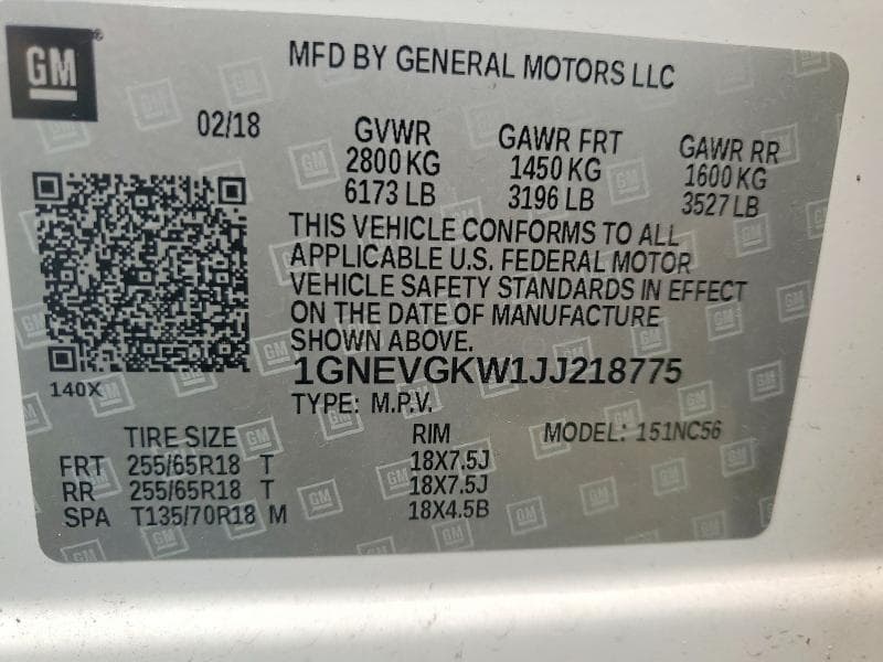 2018 CHEVROLET TRAVERSE LT 13