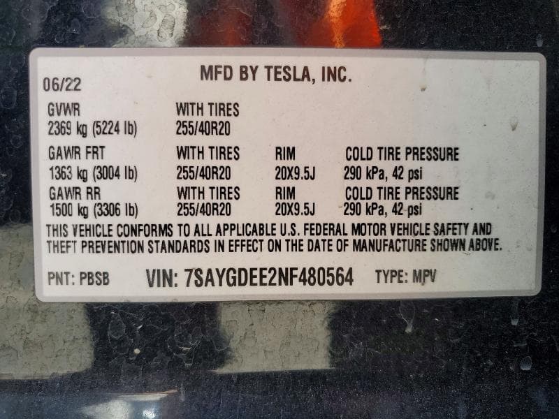2022 TESLA MODEL Y 14