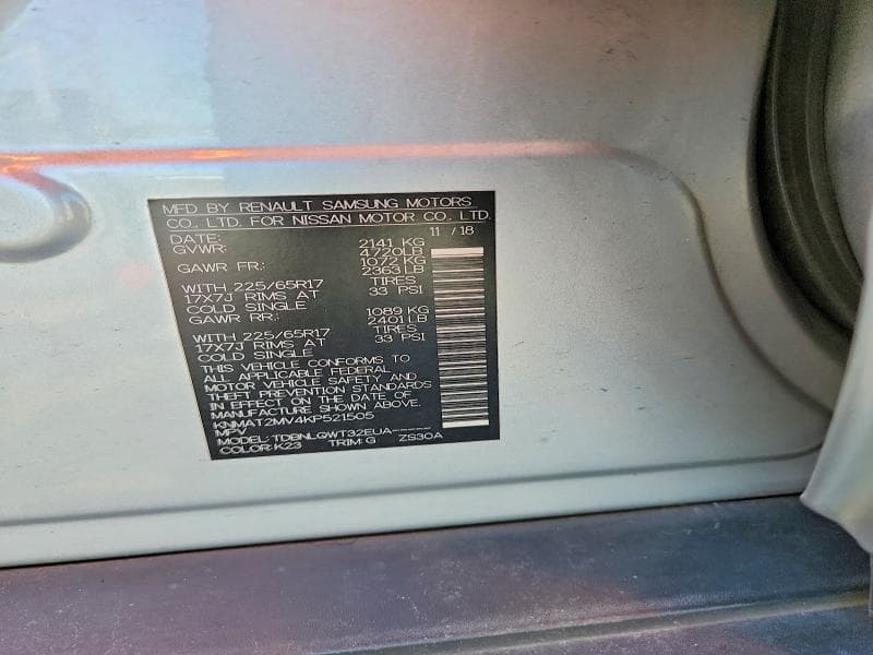 2019 NISSAN ROGUE SV 12