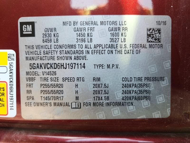 2017 BUICK ENCLAVE 13