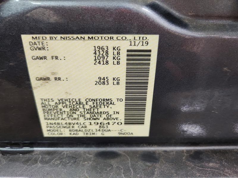2020 NISSAN ALTIMA S 12