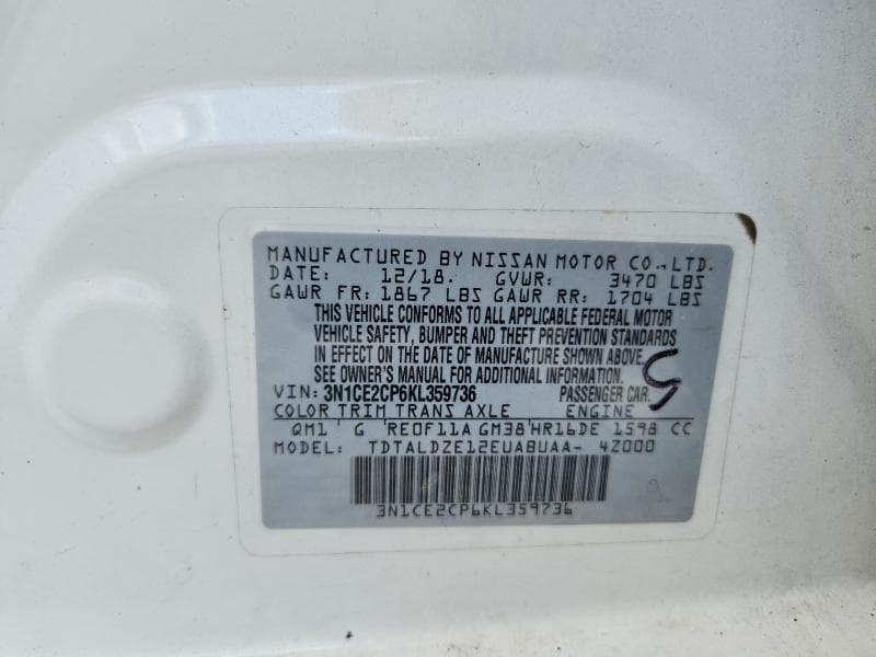 2019 NISSAN VERSA NOTE SV 12