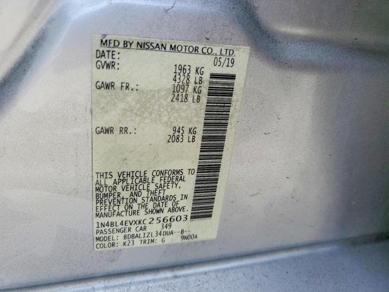 2019 NISSAN ALTIMA SL 12