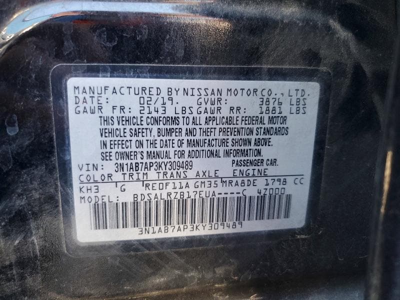 2019 NISSAN SENTRA SR 13