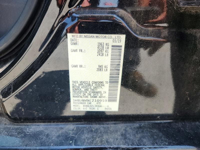2019 NISSAN ALTIMA S 12