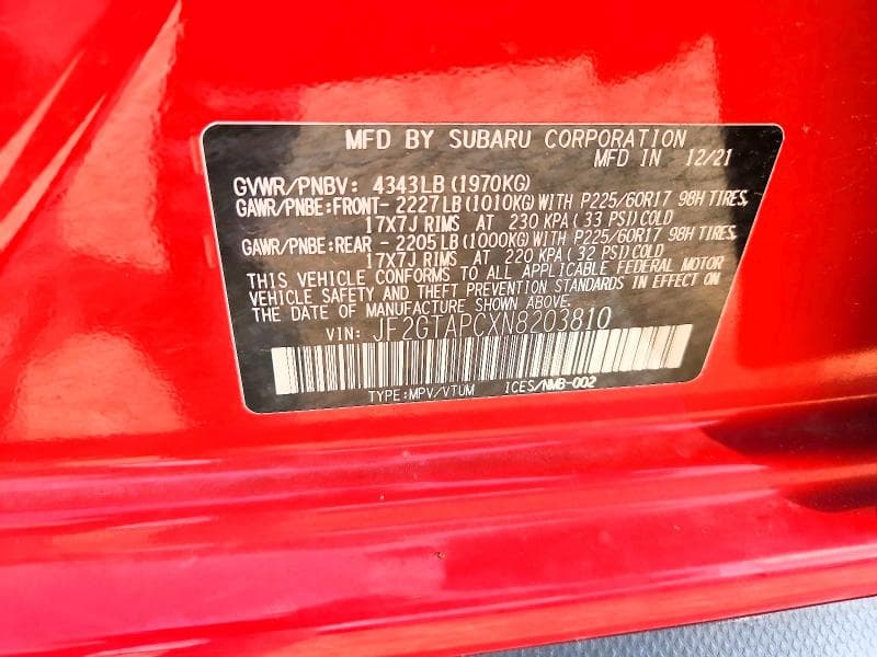 2022 SUBARU CROSSTREK PREMIUM 12