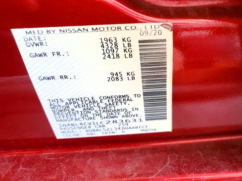 2020 NISSAN ALTIMA SR 13