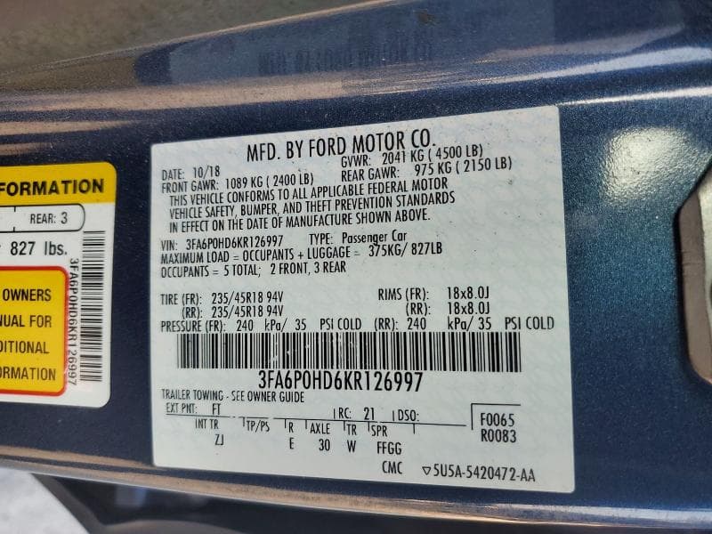 2019 FORD FUSION SE 12