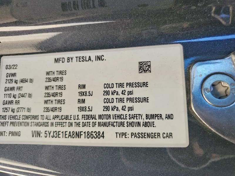 2022 TESLA MODEL 3 12