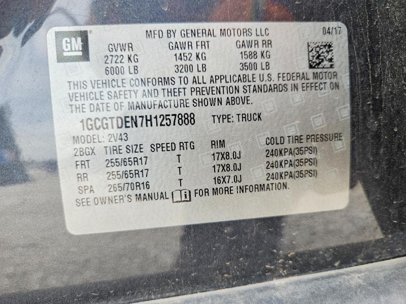 2017 CHEVROLET COLORADO Z71 12