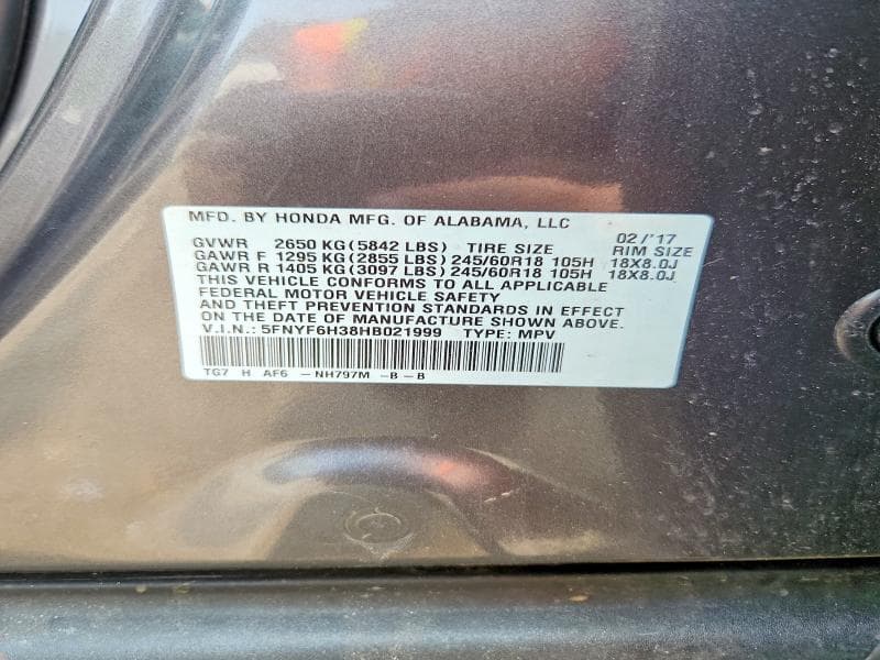 2017 HONDA PILOT EX 13