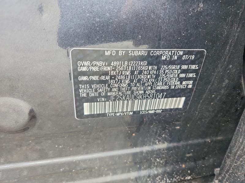 2019 SUBARU FORESTER LIMITED 13