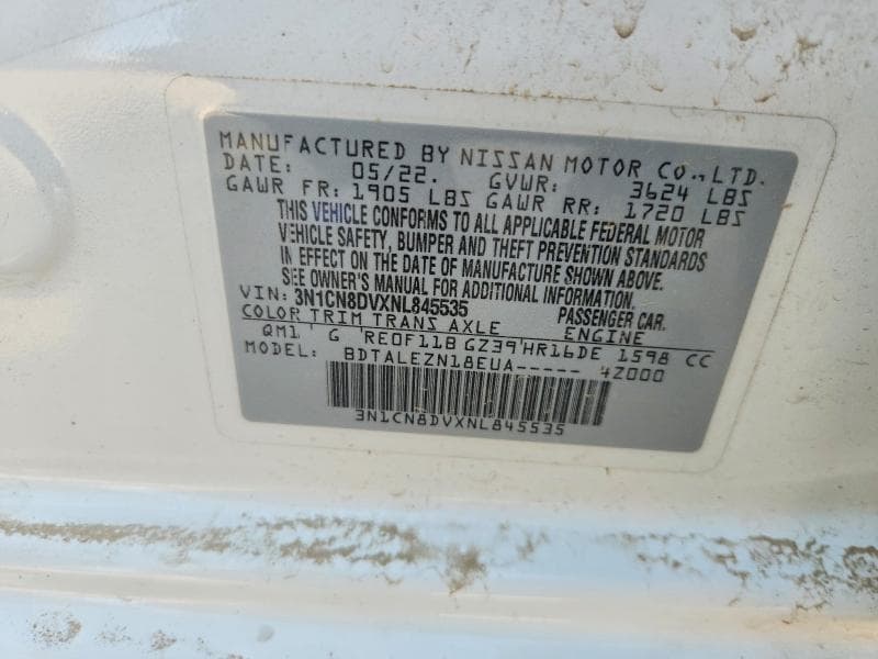 2022 NISSAN VERSA S S 12