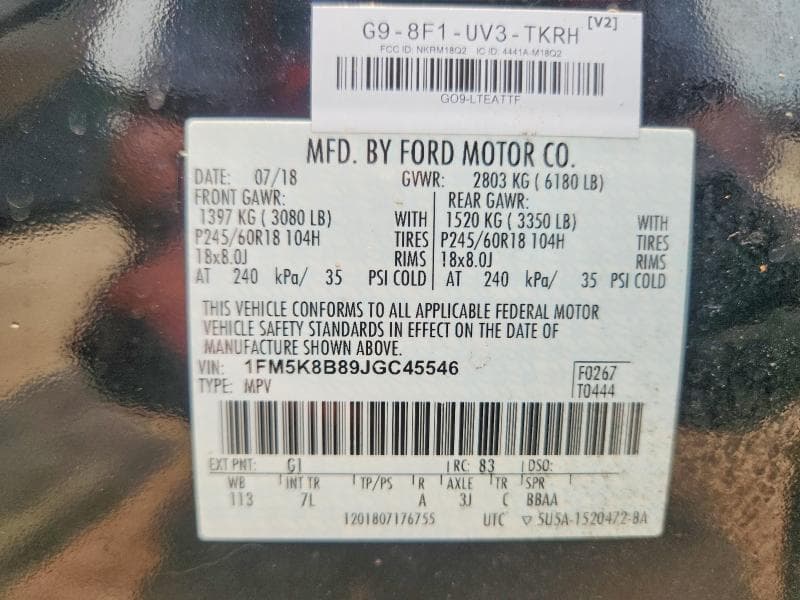 2018 FORD EXPLORER 14