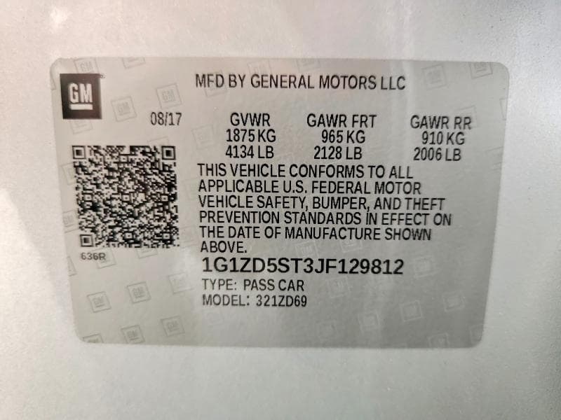 2018 CHEVROLET MALIBU LT 12