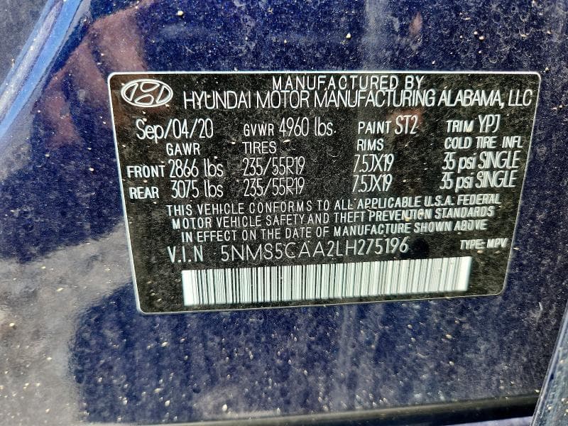 2020 HYUNDAI SANTA FE LIMITED 2.0T 14