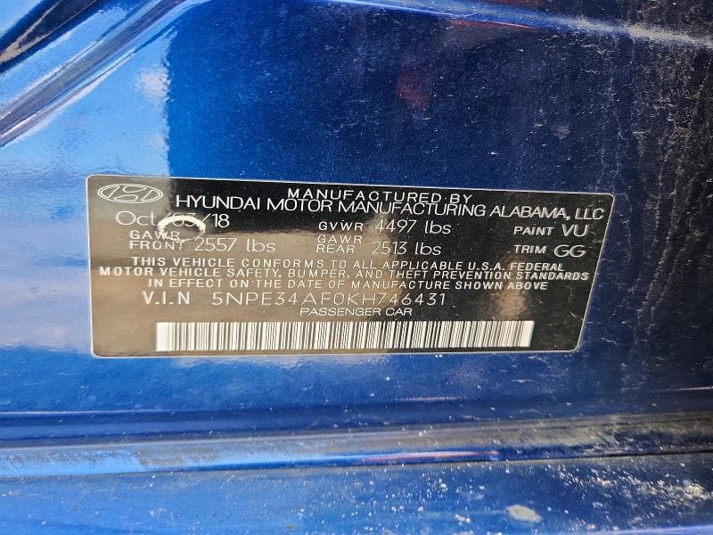 2019 HYUNDAI SONATA SEL 13