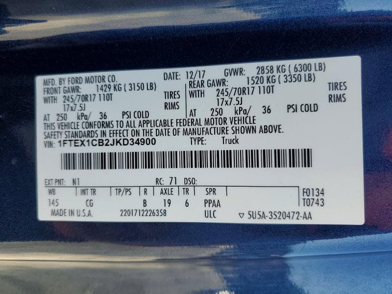 2018 FORD F150 SUPER CAB 12