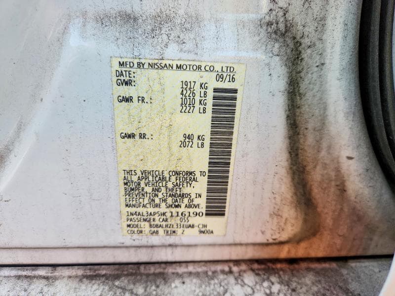 2017 NISSAN ALTIMA 2.5 SR 12