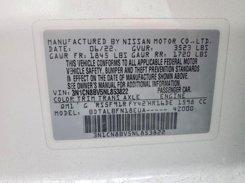 2022 NISSAN VERSA S 13