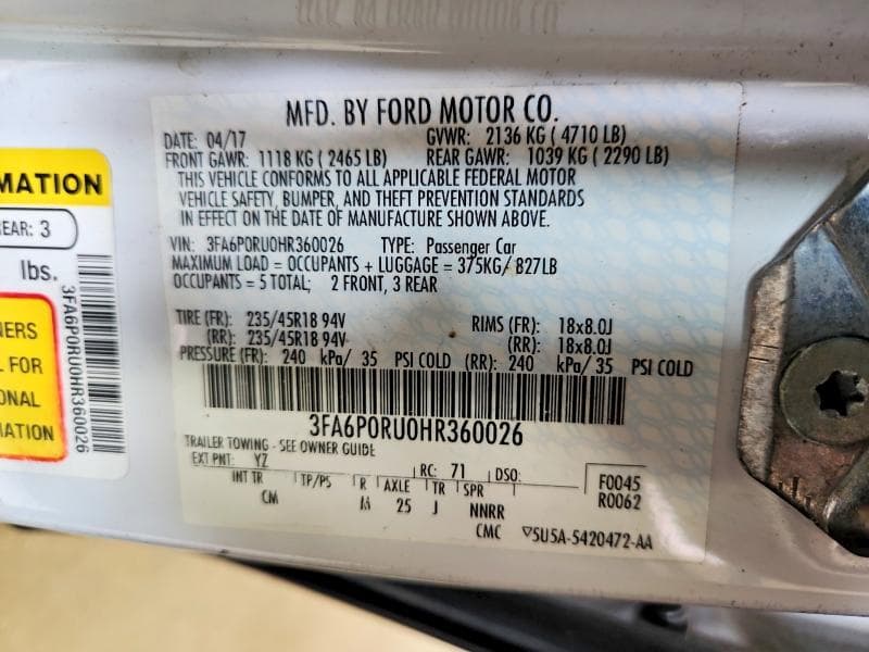 2017 FORD FUSION TITANIUM HEV 12