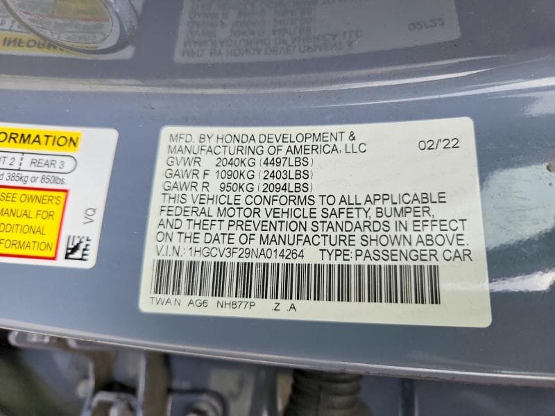 2022 HONDA ACCORD HYBRID SPORT 12