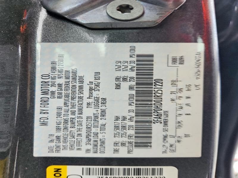 2018 FORD FUSION SE 12