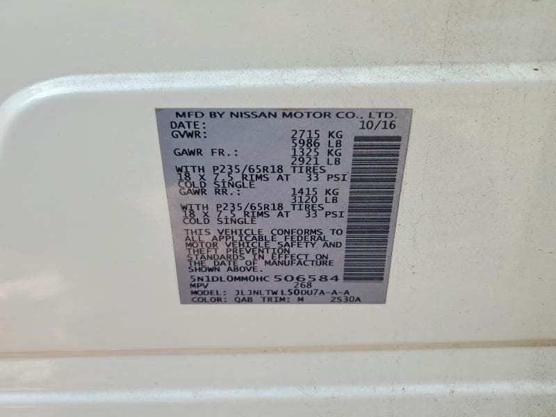 2017 INFINITI QX60 BASE 14