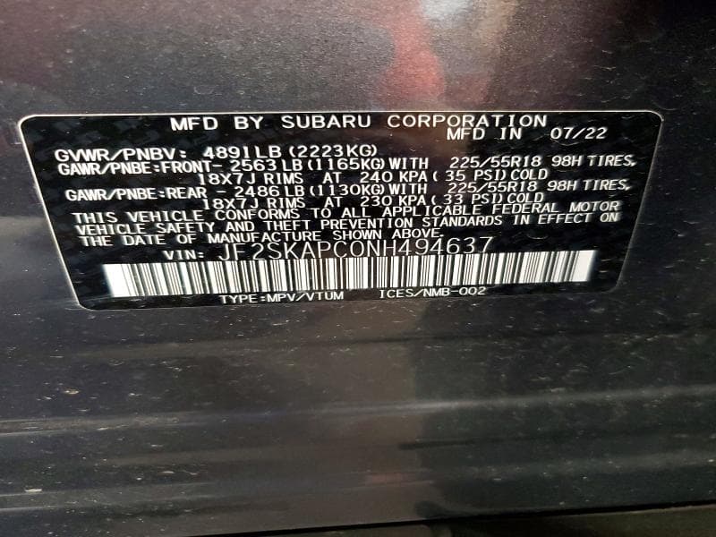 2022 SUBARU FORESTER LIMITED 14