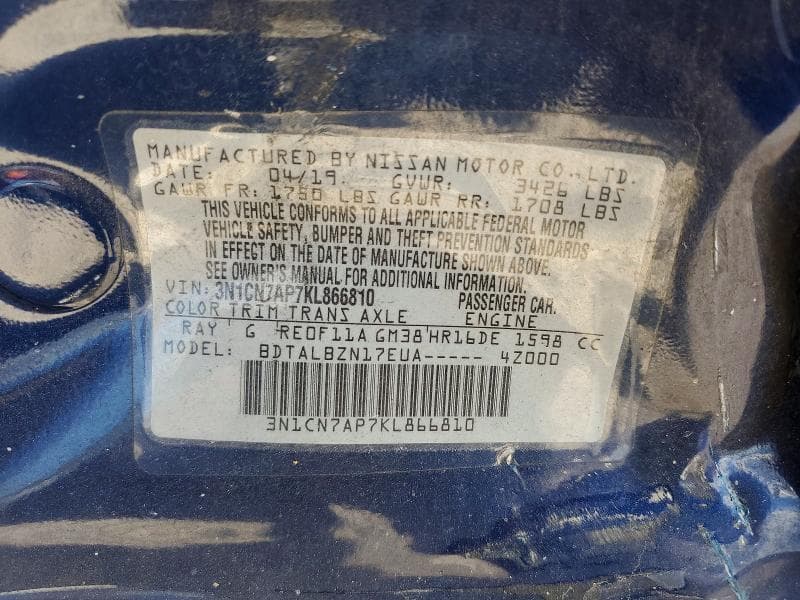2019 NISSAN VERSA SV 12