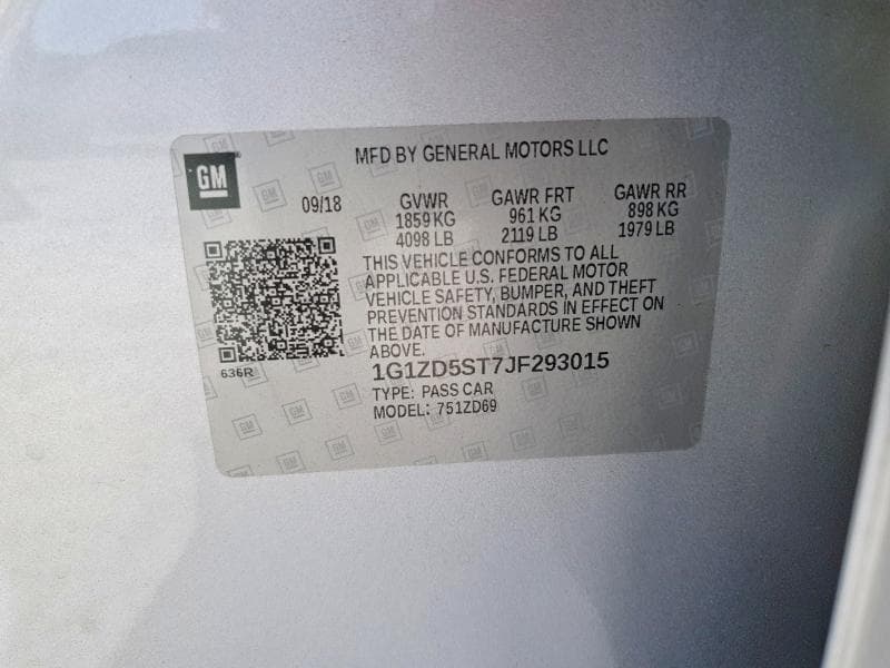 2018 CHEVROLET MALIBU LT 12