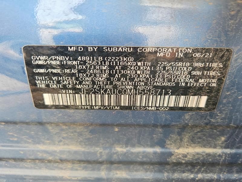 2021 SUBARU FORESTER LIMITED 13